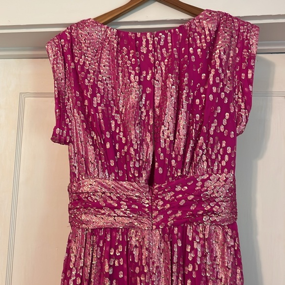 New Ramy Brook Julianna Plunging Maxi Dress in Electric Pink Jacquard size 6 - Picture 9 of 16